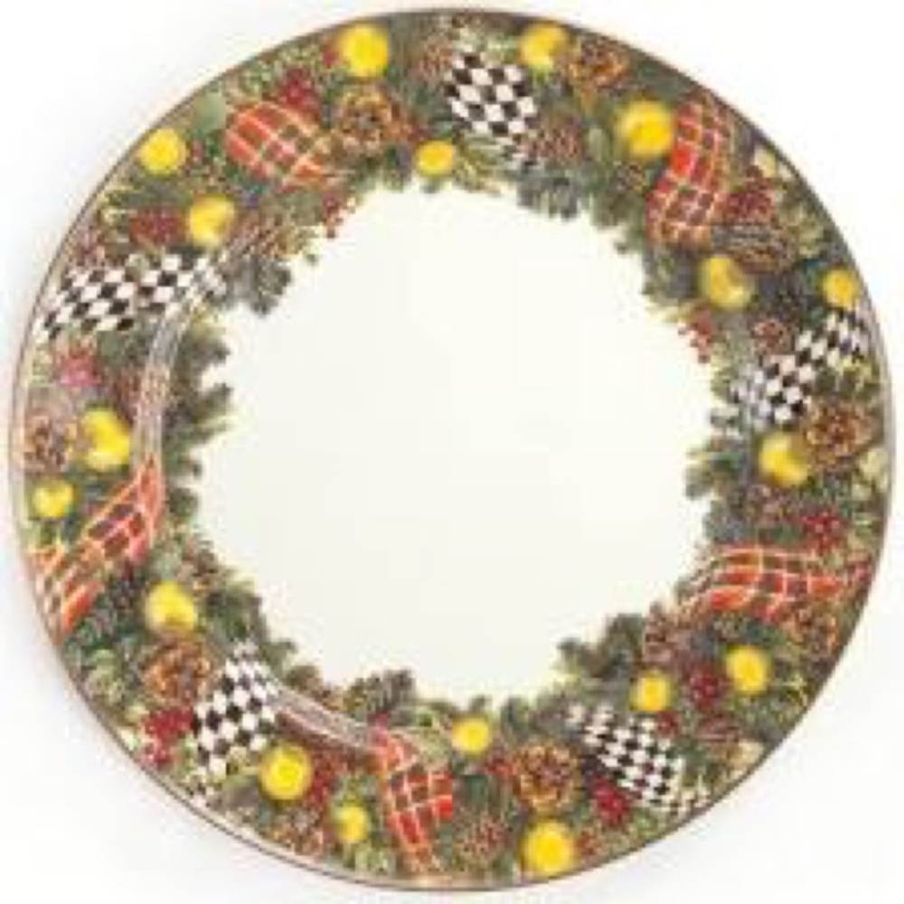 Mackenzie Childs 6 Evergreen charger plates new